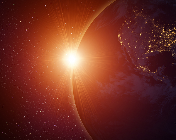 dawn around globe